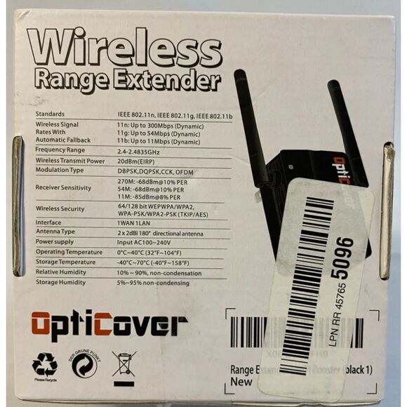 Wireless Range Extender Opticover TK-360 WiFi Booster (Black) New - Picture 3 of 3